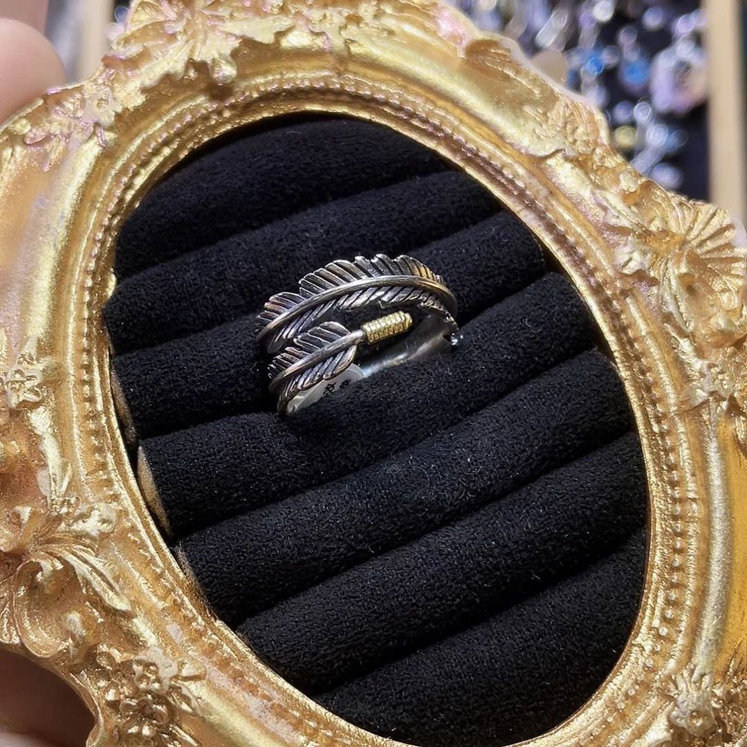 925银羽毛复古银戒