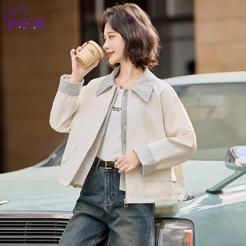 假两件短外套女装2025春新款小个子韩版宽松休闲百搭洋气夹克上衣