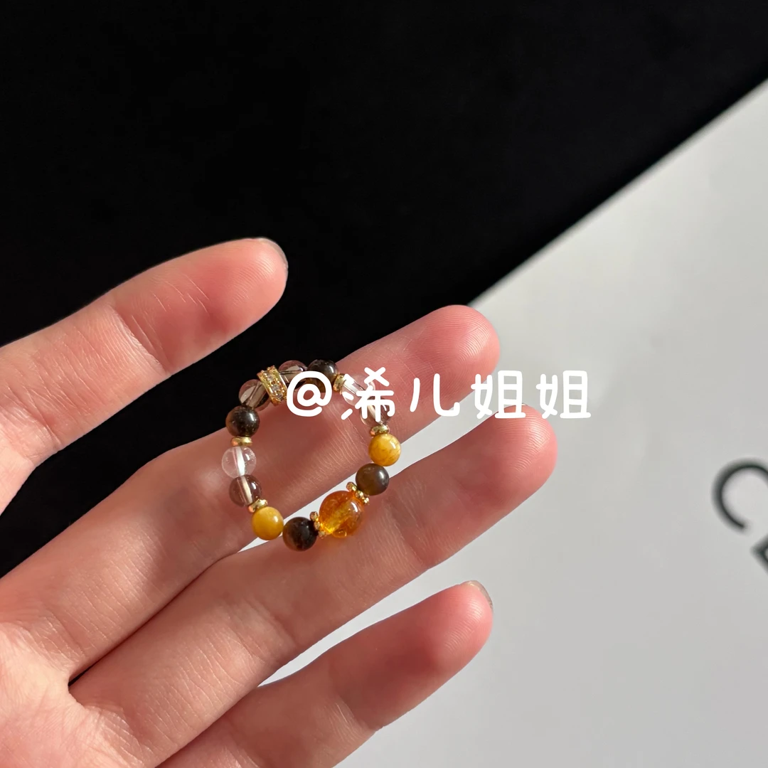 铜合金手链 【浠儿家】八方来财弹力绳招财款简约百搭时尚手链戒指