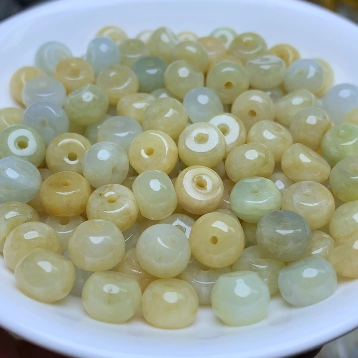 【闪购商品】翡翠手链未镶嵌卡5.6乘8.8冰黄鼓珠33个