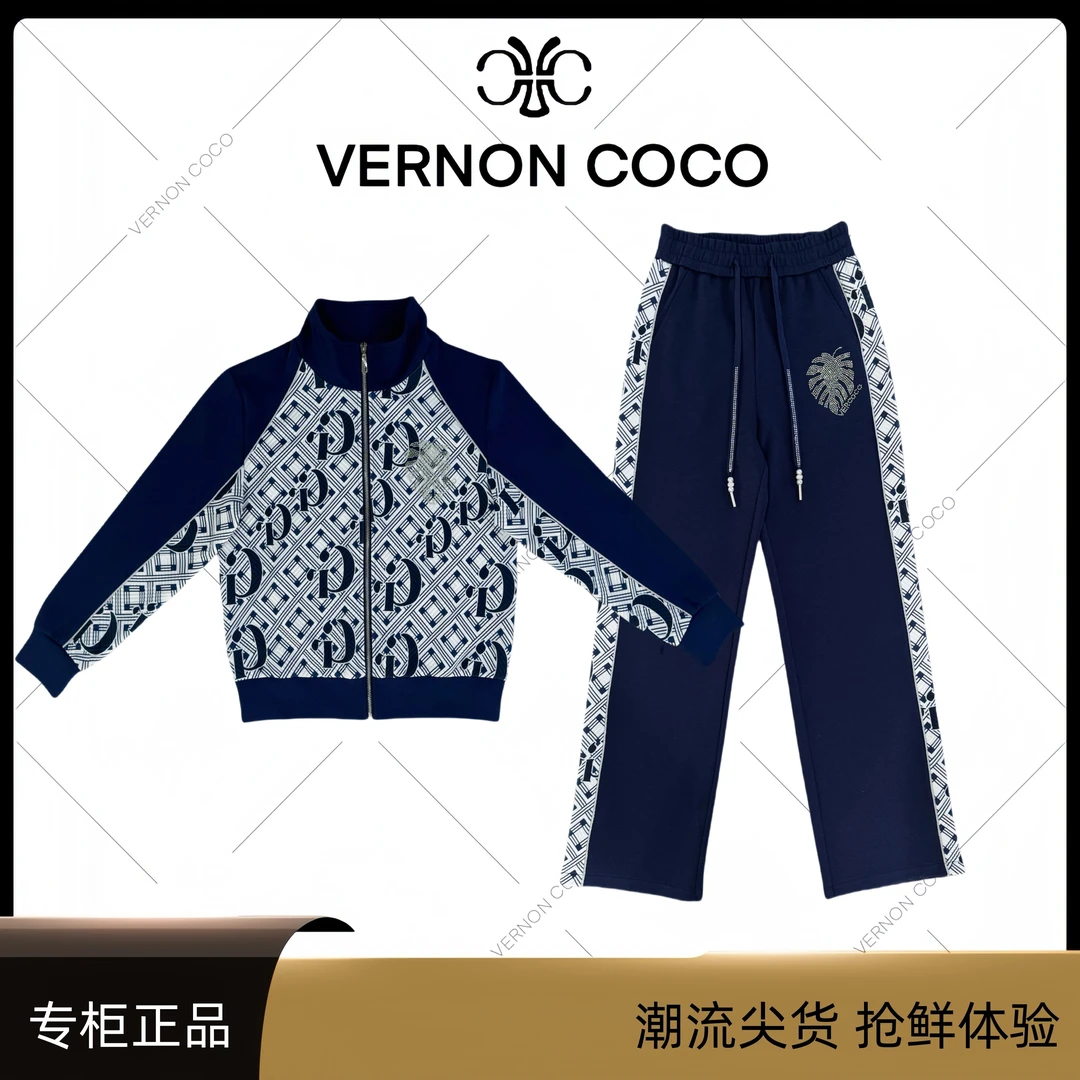 【VERNON COCO】Y30秋季立领拉链气质显瘦休闲运动套装VC262