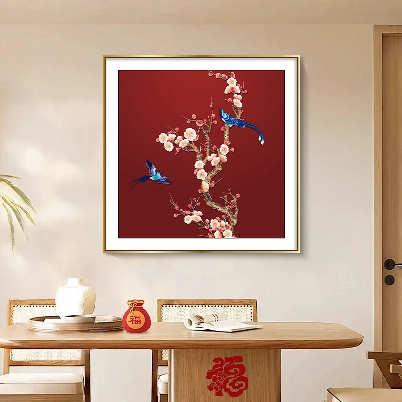 喜上眉梢花鸟画客厅餐厅装饰画新中式玄关走廊过道墙壁画卧室挂画