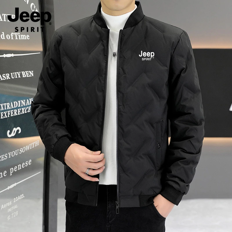JEEP SPIRIT吉普羽绒服男外套秋冬季新款爆款轻薄短款灰鸭绒外套