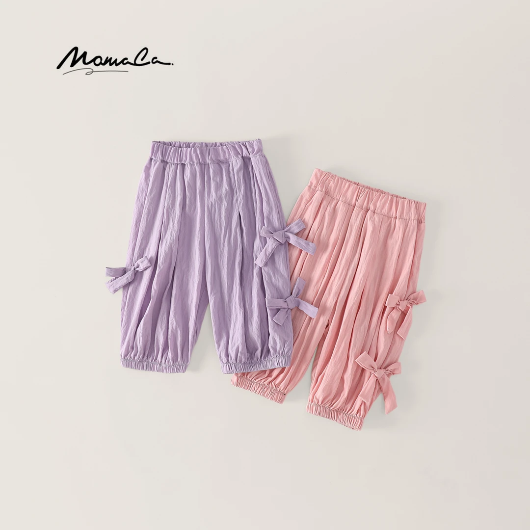 MOMOCO夏季女童时尚蝴蝶结布裤防蚊裤77630354008&77630354016