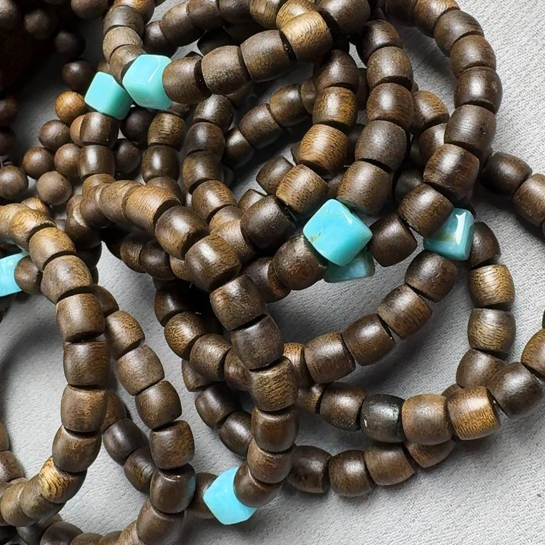 沉香香囊沉香芽庄白棋鼓珠单圈绿松发一