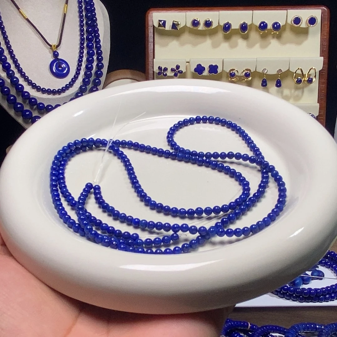 姜***姜青金石未镶嵌精品 小米珠 四圈手串3.5+