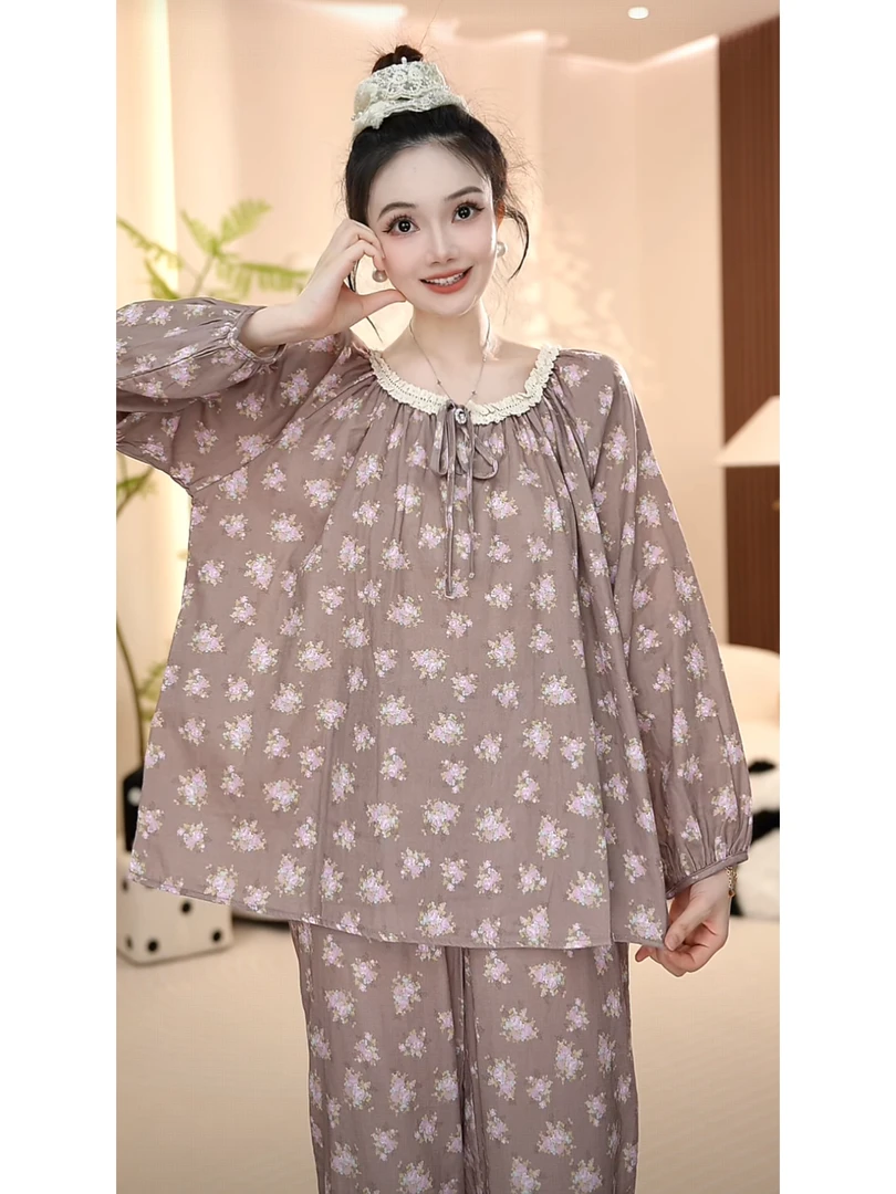 【上新】睡衣时尚休闲春秋款轻奢长袖长裤条纹卡通透气夏季圆领