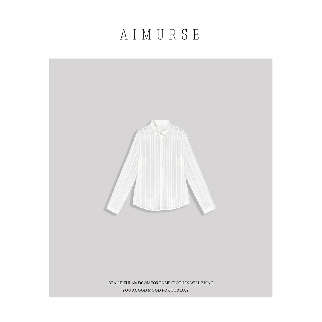 AIMURSE 【莫奈】小众设计师 镂空提花工艺休闲百搭衬衫 AM6117