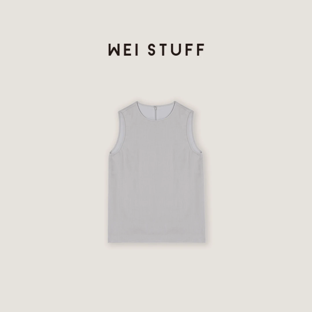 WEI STUFF 灰氧老钱风亚麻通勤休闲薄款坎肩气质无袖背心 6122 .S