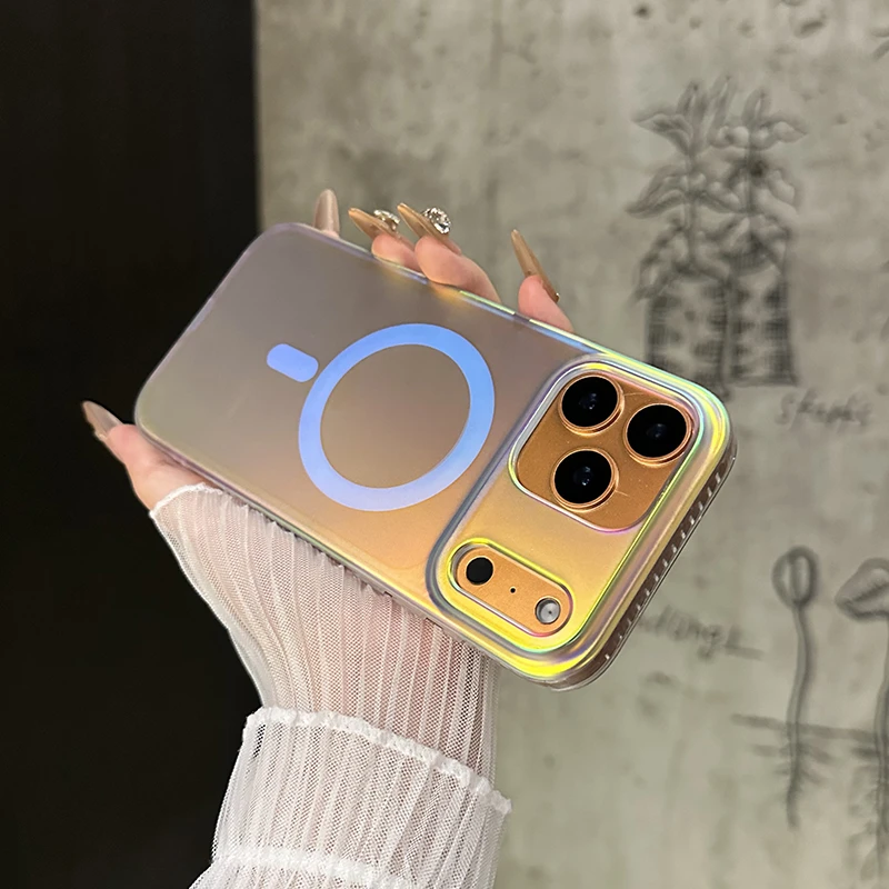 炫彩镭射适用iPhone17promax手机壳新款磨砂苹果Air磁吸16Pro防摔