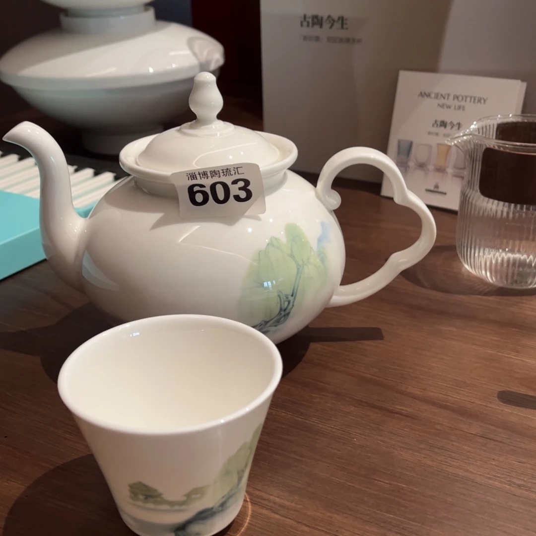 瓷片山水清音一壶六杯603