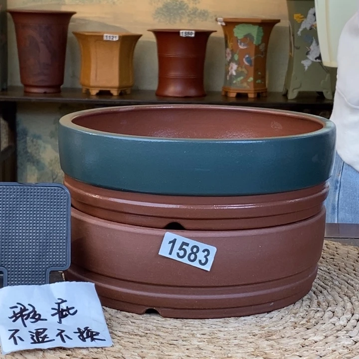 哈***少紫砂花盆 随单微瑕紫砂浅圆