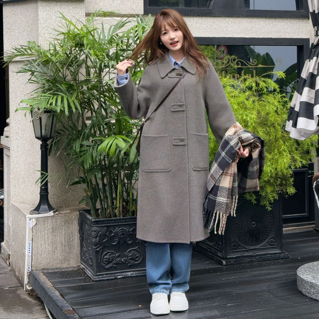 2503 休闲风翻领秋冬韩版气质时尚洋气经典百搭中长款羊毛大衣