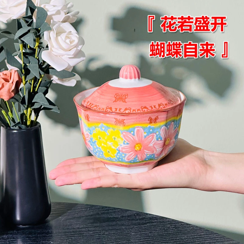 国潮新款大师级陶瓷炖盅带盖防烫耐高温喜庆盖碗调味罐釉下彩餐具