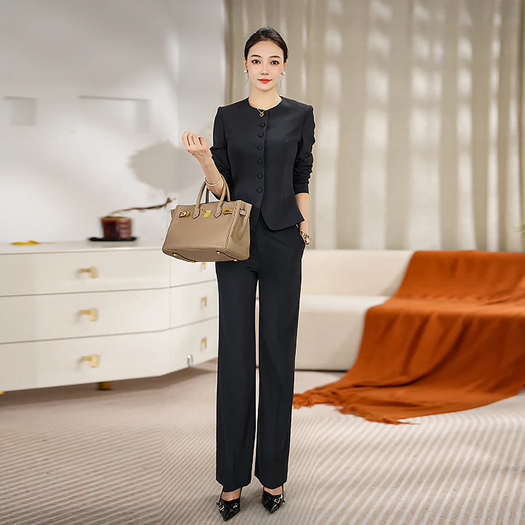 夏秋轻奢新款薄款长袖西装职业装套装女时尚通勤套装女神范