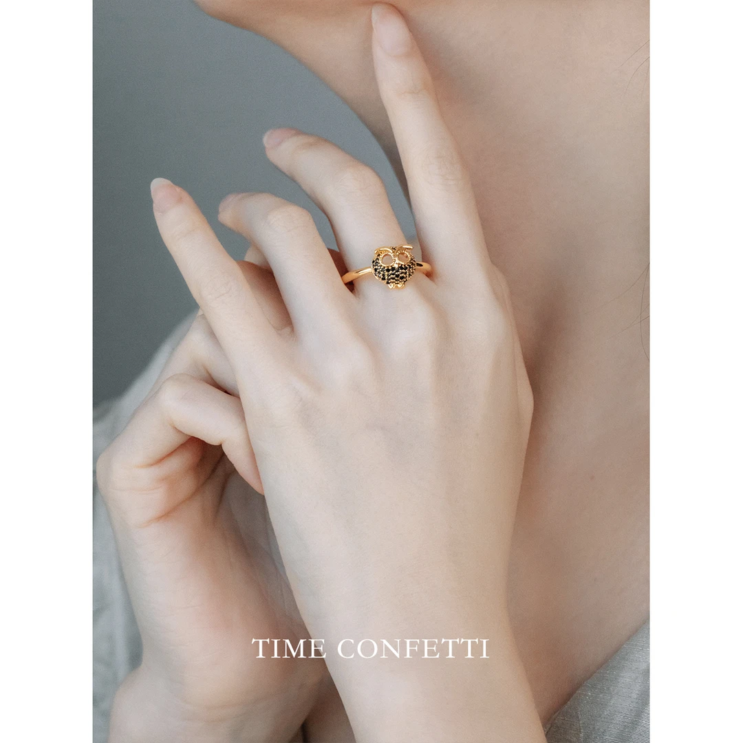 黄铜戒指 镀K金【孙二娘】猫头鹰独特气质童趣戒指TC 10224