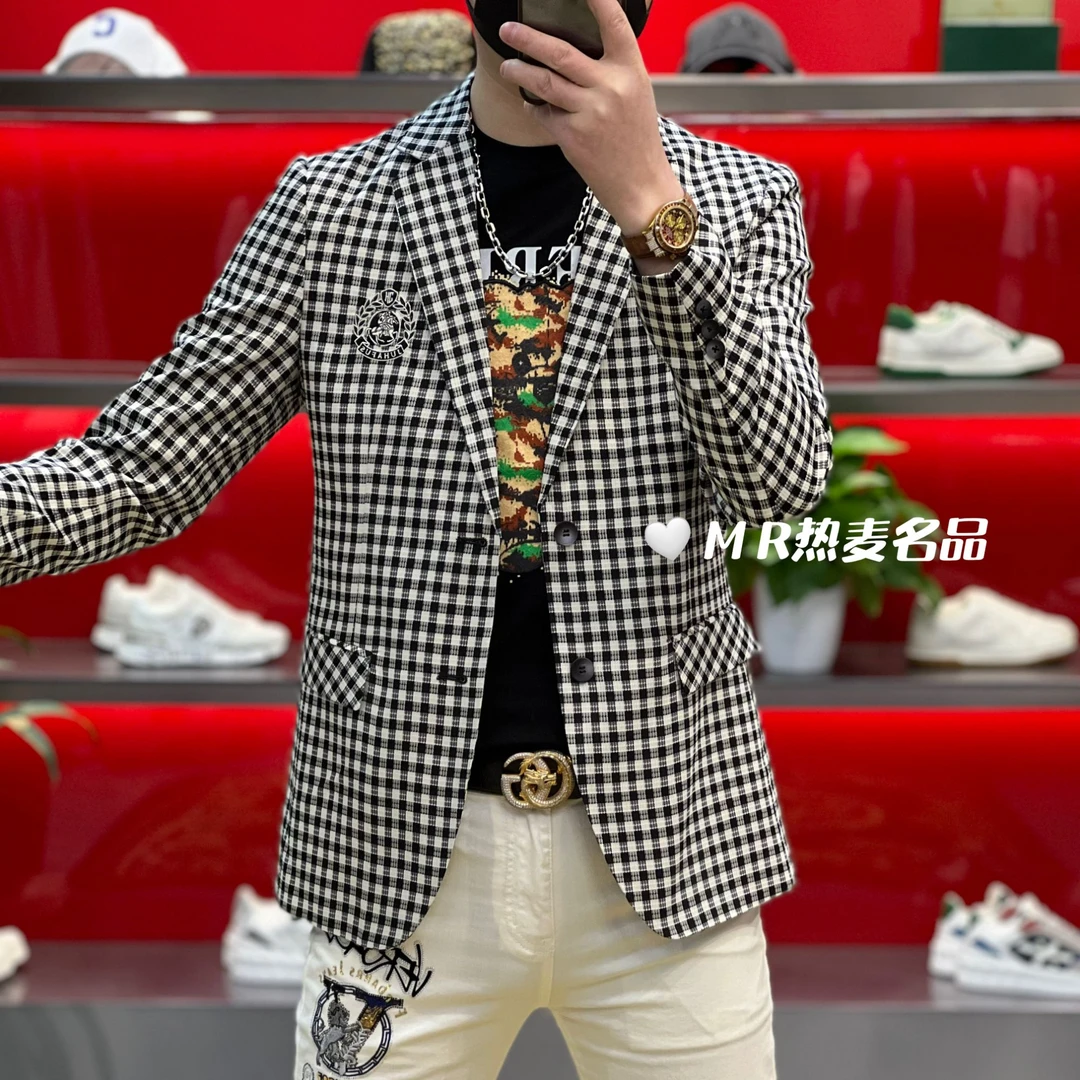 【熠星甄选】春夏西装格纹提花两粒扣25款 男士修身时尚高端外套