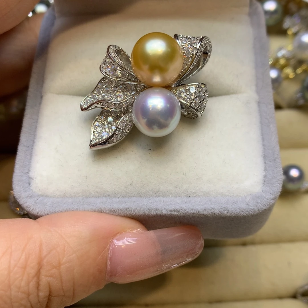 银S925镶嵌戒指海水珍珠