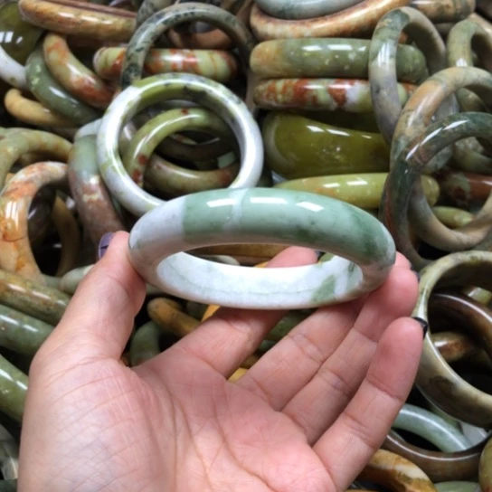 未镶嵌蛇纹石玉手镯小***创