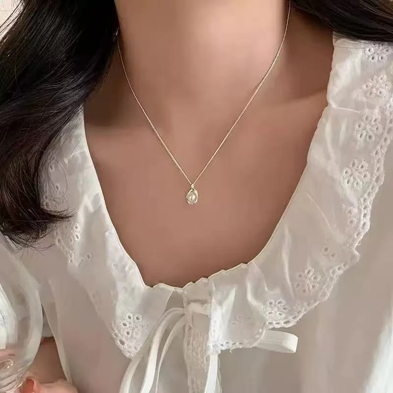 合金项链 贝壳珍珠项链女锁骨ins轻奢小众高级简约