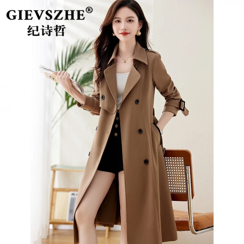 纪诗哲英伦风女式风衣轻奢秋冬新款大方气质收腰外套显瘦长款大衣