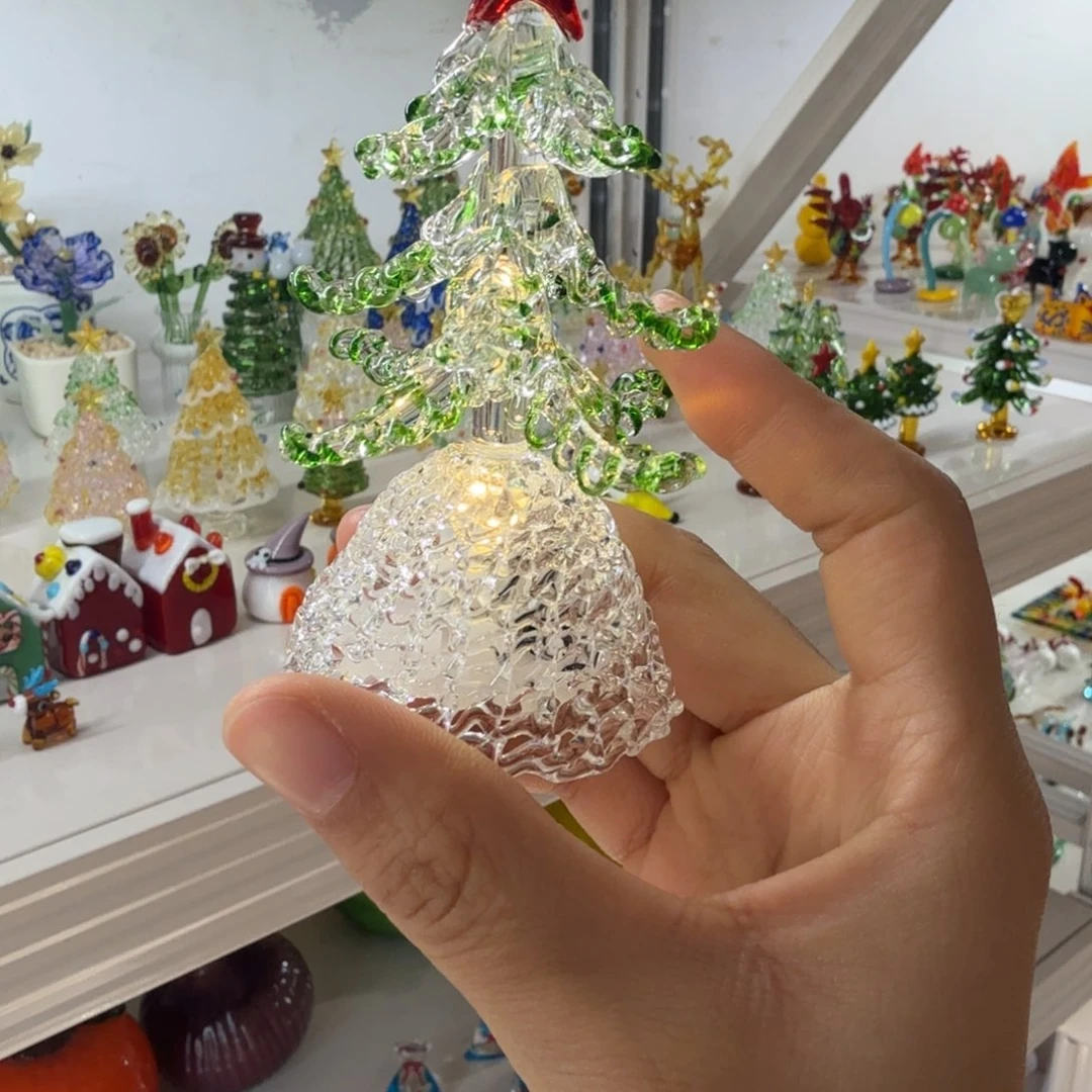 手工艺品琉璃红星带灯圣诞树