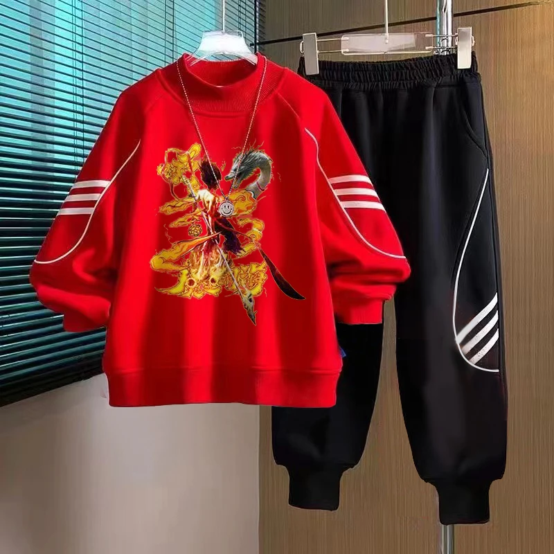 哪吒2之魔童闹海周边儿童卫衣男童套装2025春秋款宽松大童两件装