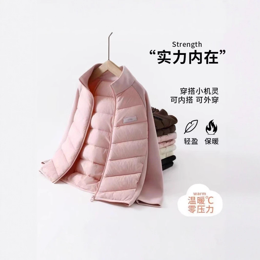 2025新款冬季拼接男女童羽绒棉服内胆保暖服立领轻薄外套校服神器