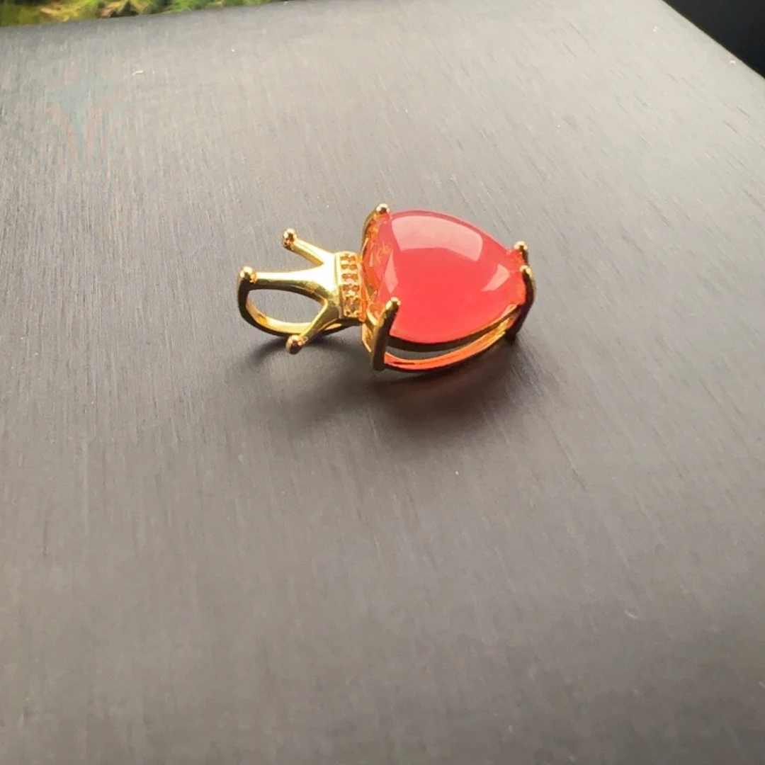 菱锰矿（红纹石）银S925镶嵌吊坠(不含链)