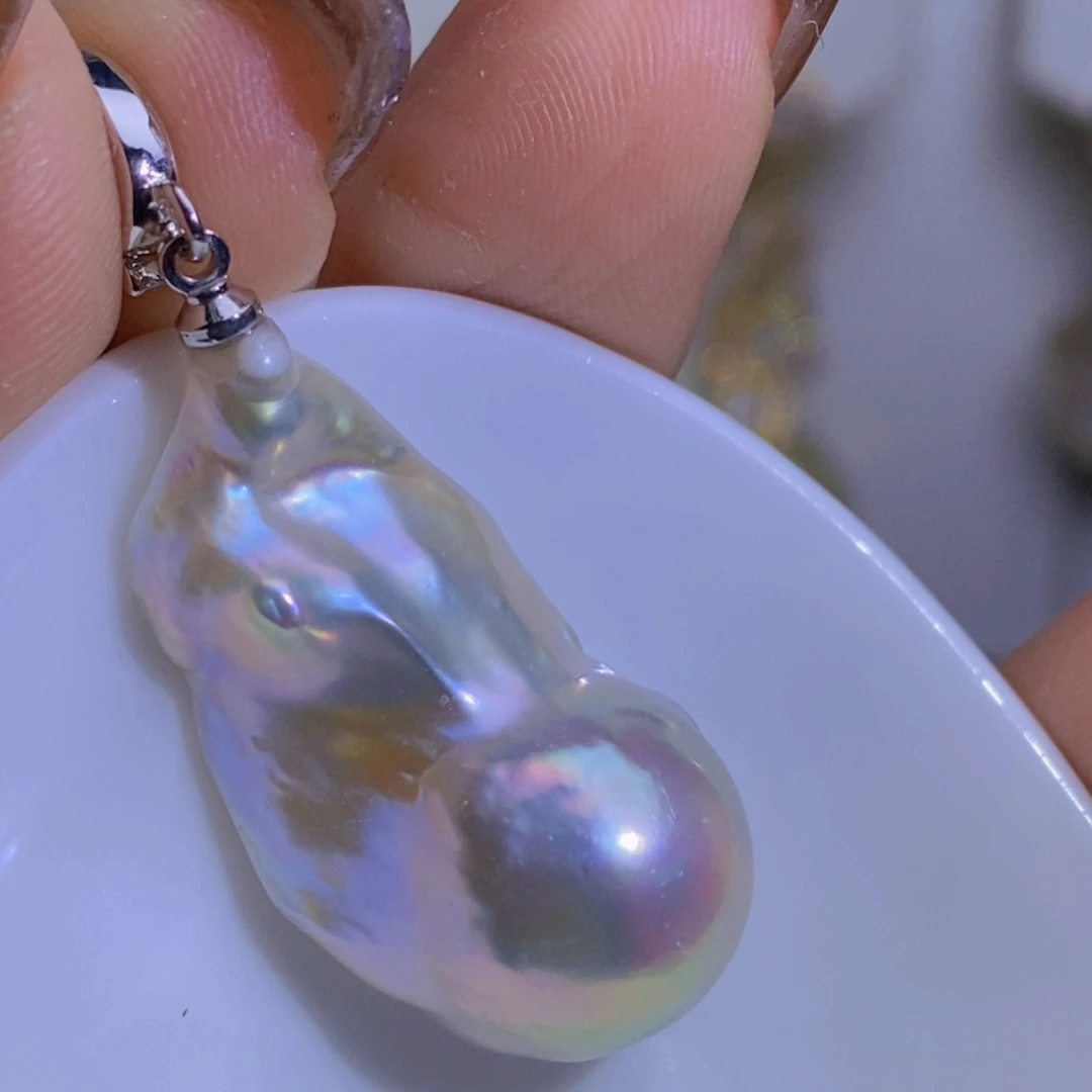 银S925镶嵌天然淡水珍珠淡水珍珠