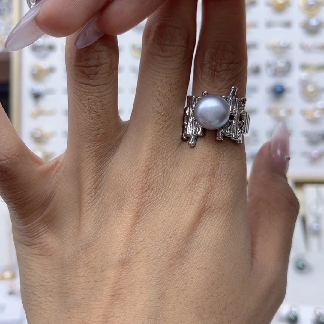 歌***儿戒指合金淡水珍珠
