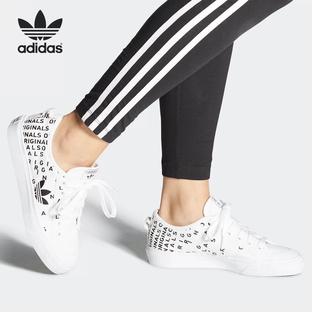(微瑕)Adidas/阿迪达斯正品三叶草NIZZATREFOILW女子休闲鞋EF5075