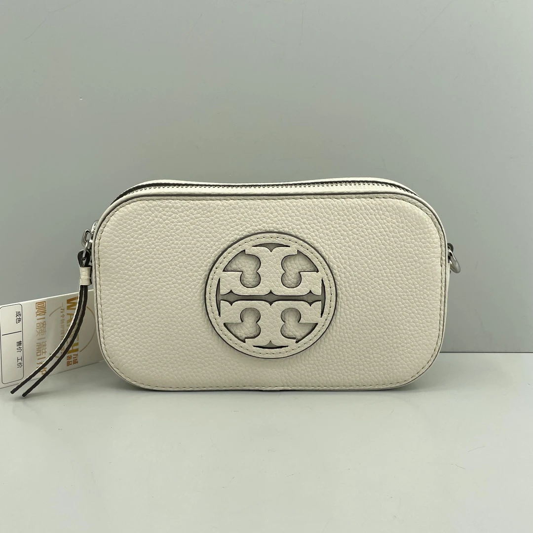 95新 TORY BURCH/汤丽柏琦 miller白色迷你相机包19*11*5M021211