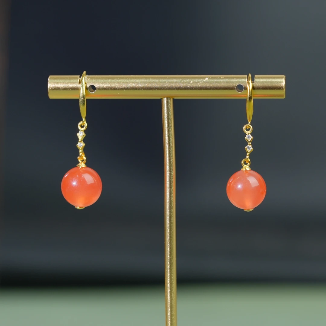 【初见珠宝】s925银南红耳钩29-1CH218X47【多样性发一件】约9mm+