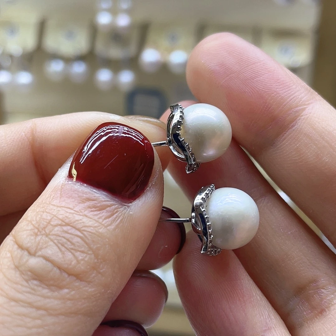 银S925镶嵌淡水珍珠耳饰