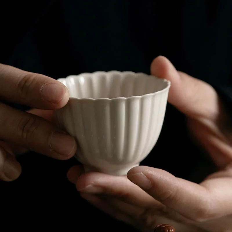 菊瓣品茗杯茶杯家用主人杯单杯女士精致个人专用功夫茶具茶盏