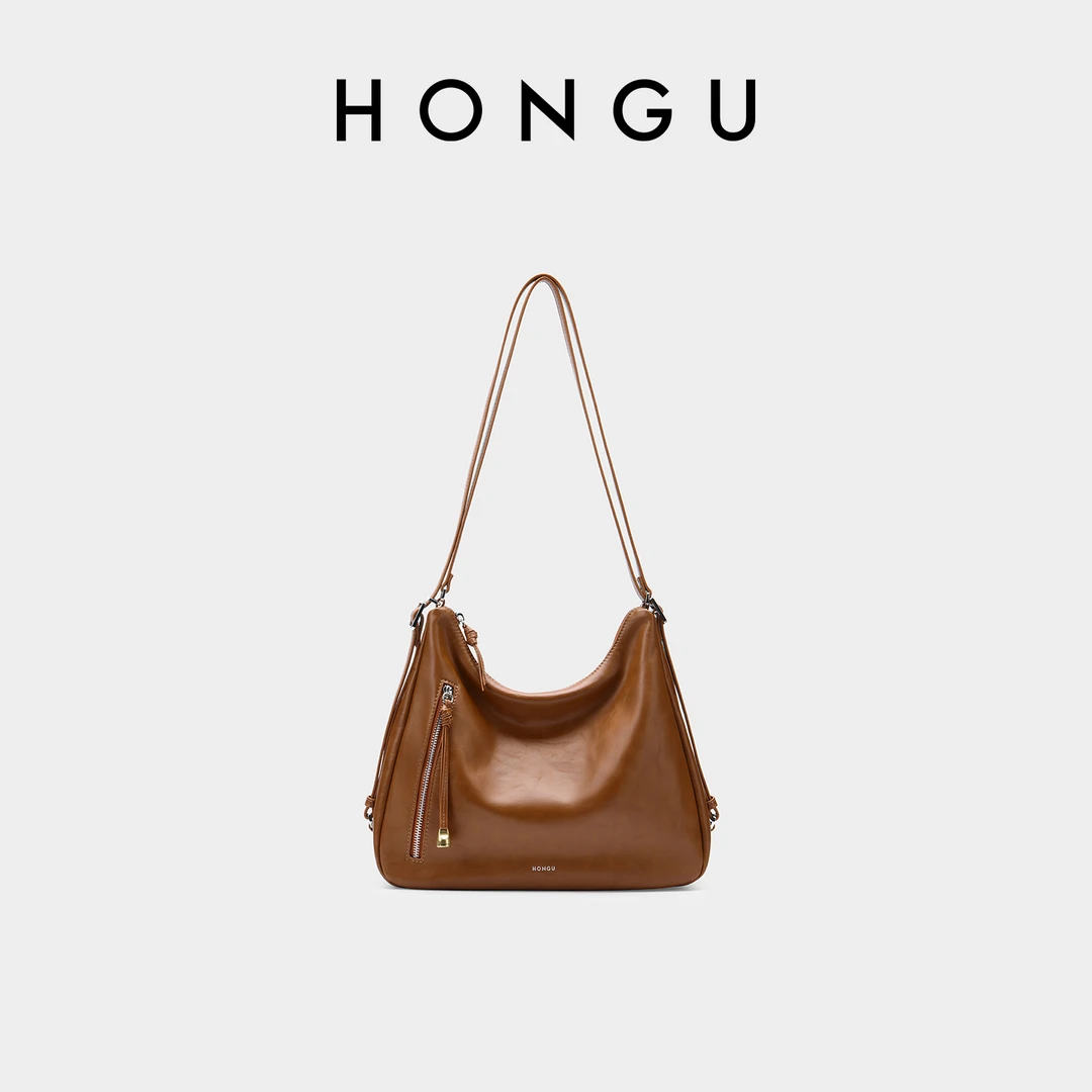 HONGU/红谷女士包包单肩包斜挎包真皮休闲通勤新款单肩/双肩两用