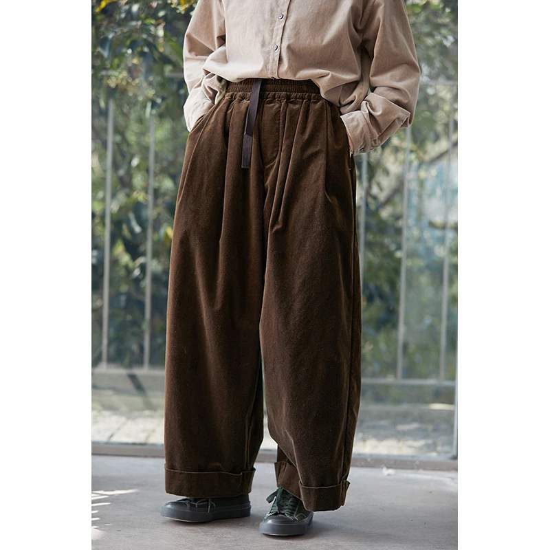 2025款三季款咖绿色棉宽松休闲保暖显瘦绒直筒裤