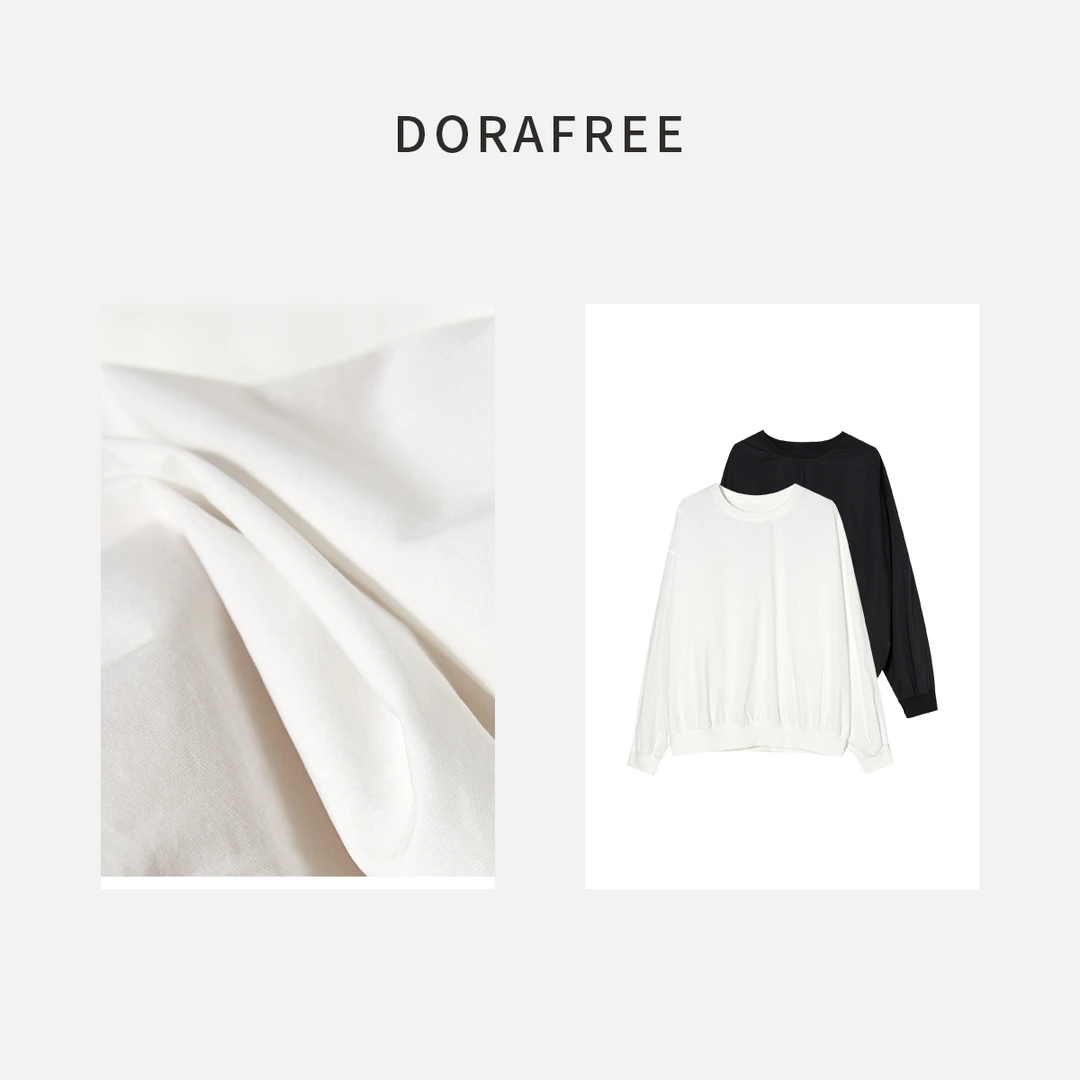 98041早春纯色圆领套头白色设计感衬衫