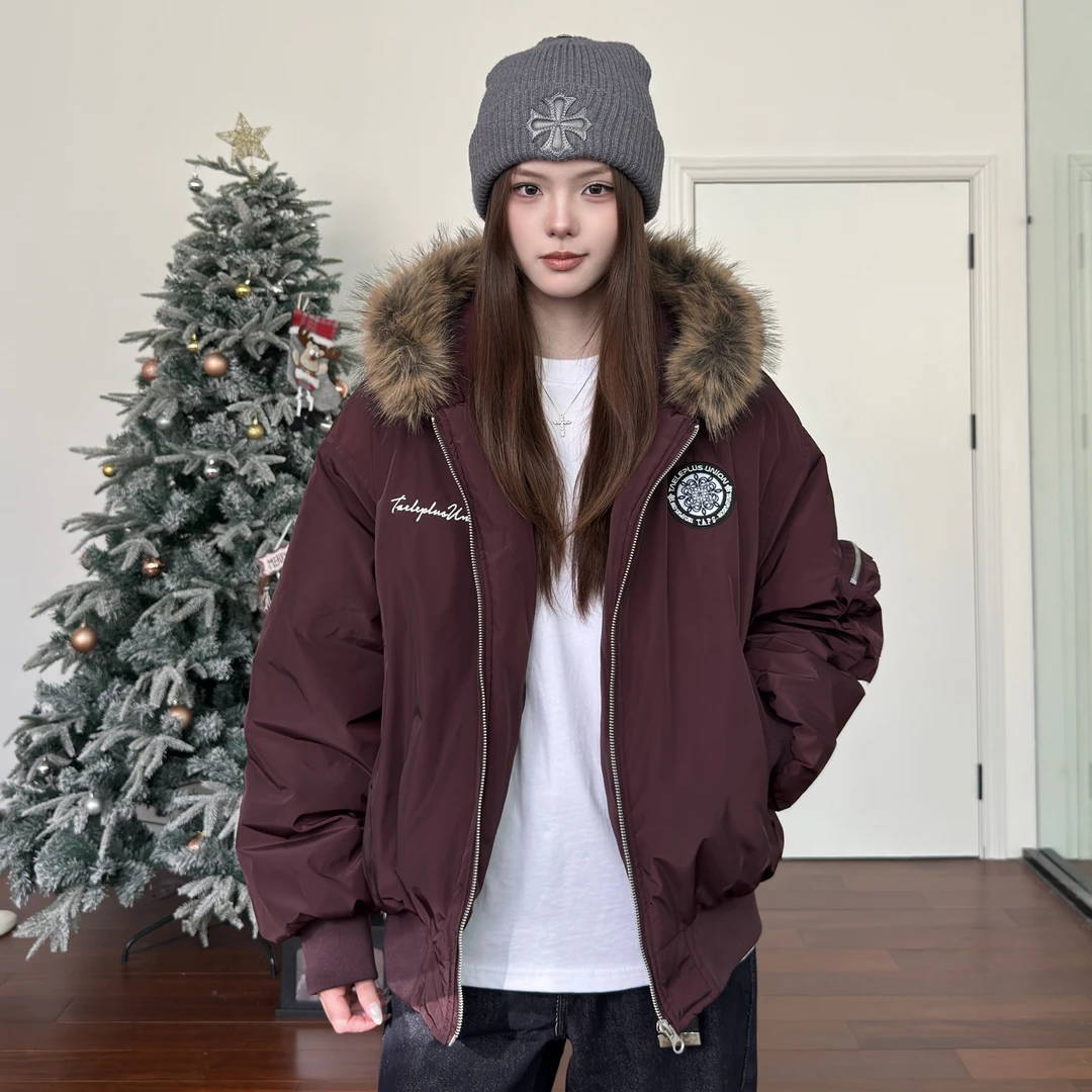 AHCN志存高远 美式复古连帽毛领座山雕棉服加厚冬季棉衣外套TP378