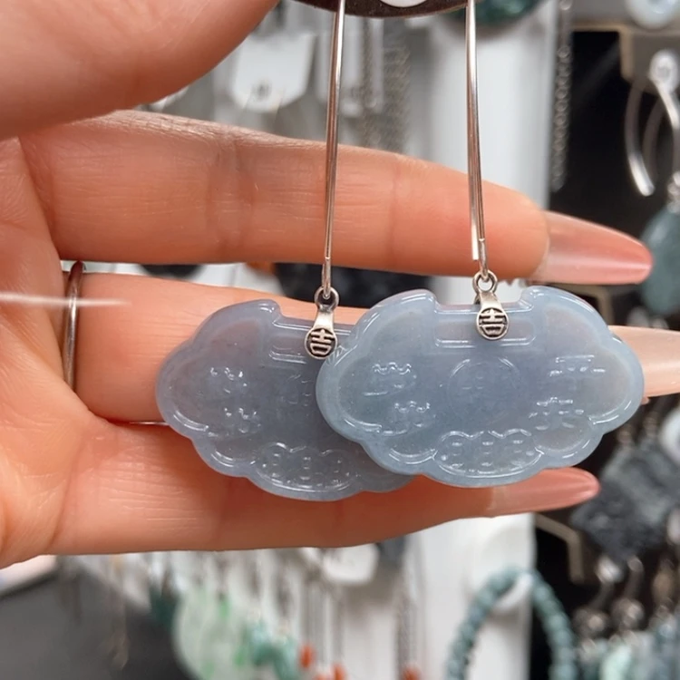 【闪购商品】翡翠耳饰银S925镶嵌耳饰