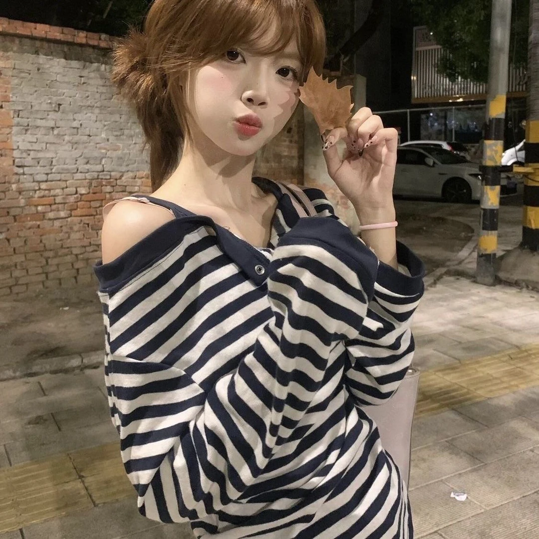 【5米运补】【纯欲一字肩】韩系温柔风长袖t恤女INS超火早秋显瘦上衣