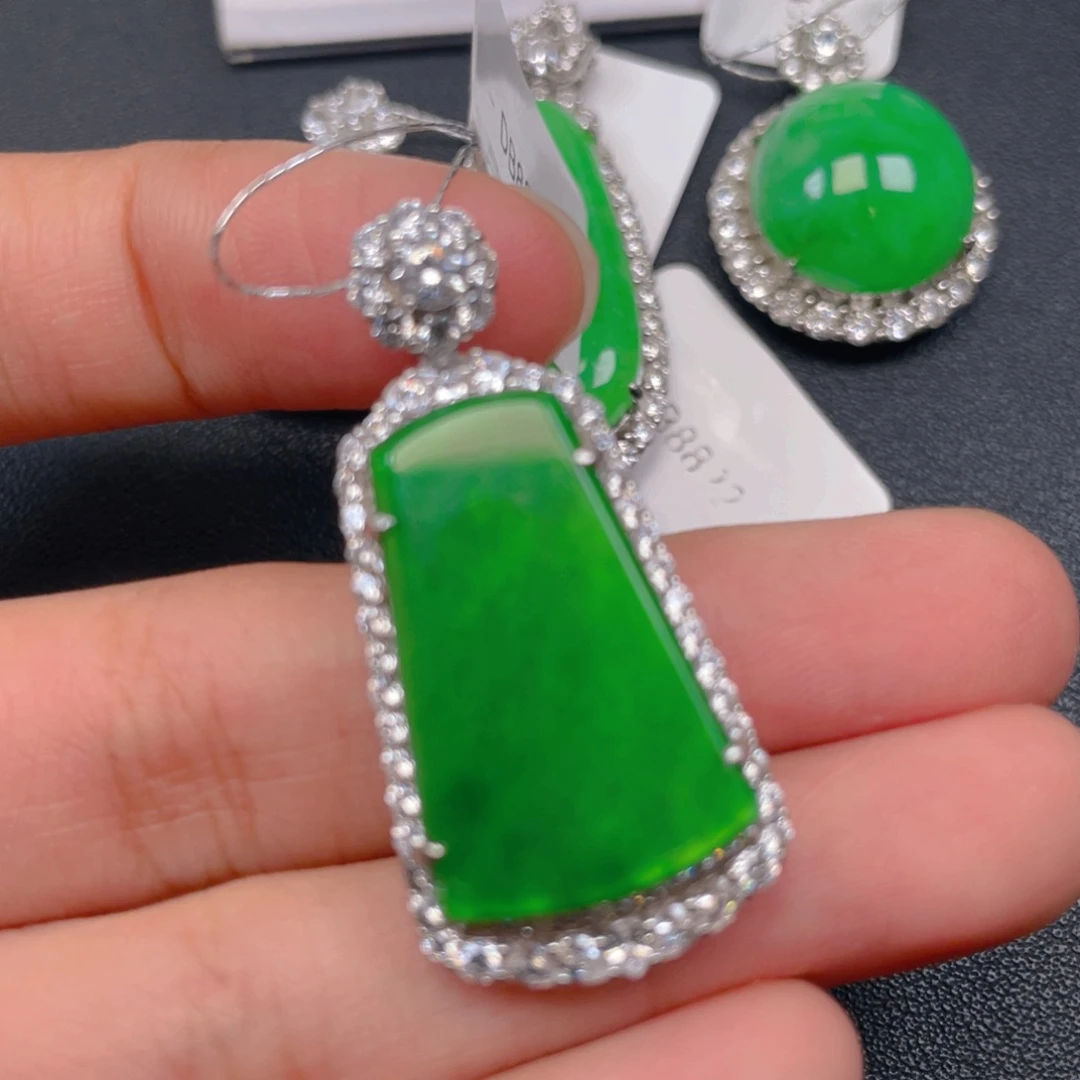 翡翠银S925镶嵌吊坠(不含链)