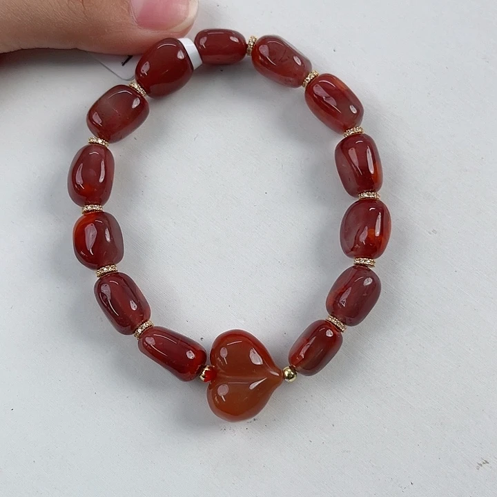 未镶嵌瓦西牛血红diy随形单圈10mm南红玛瑙