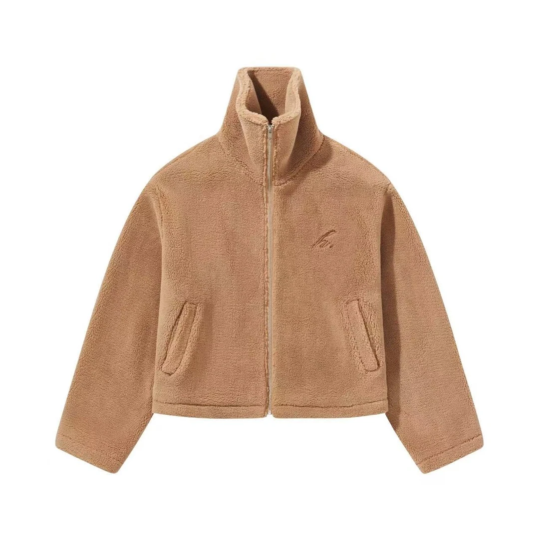 奶家柜上同款仿羊羔毛冬季保暖立领短款毛毛外套宽松百搭上衣洋气