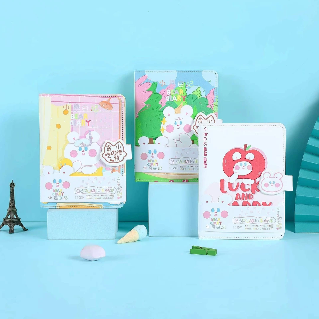 B6PU搭扣创意加厚笔记本卡通手账本可作日记本