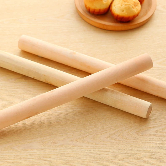 家用实心实木擀面棍包饺子包子皮适用24cm木色现代简约217