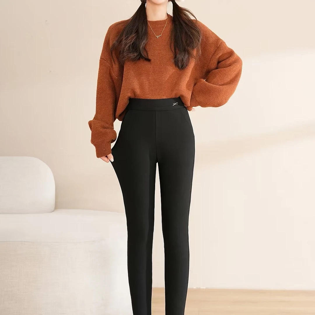 2532女士羊毛棉裤抗寒弹力加厚高腰修身显瘦冬季外穿