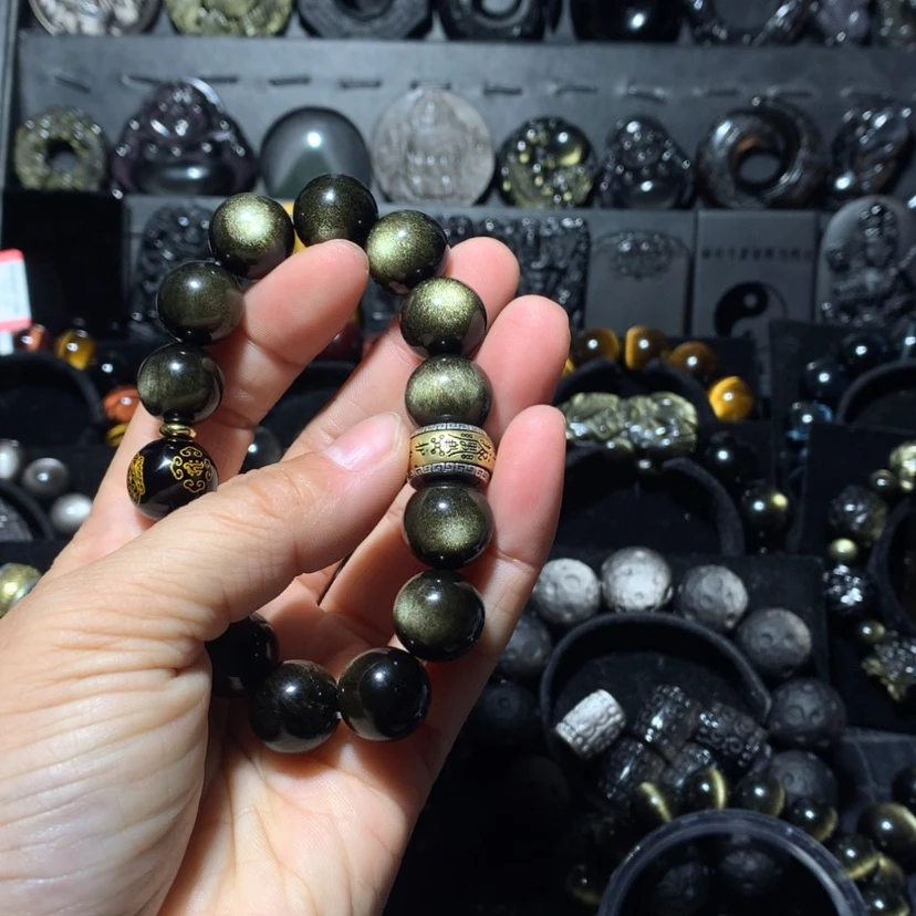 【闪购商品】黑曜岩手串未镶嵌露****）