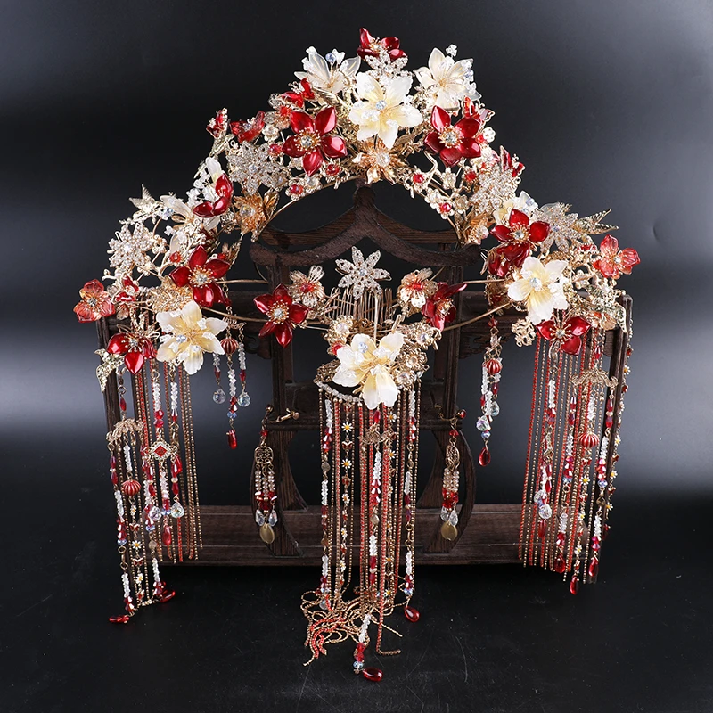 合金仿水晶婚庆饰品 喜看优选190009新娘头箍新中式秀禾头饰品